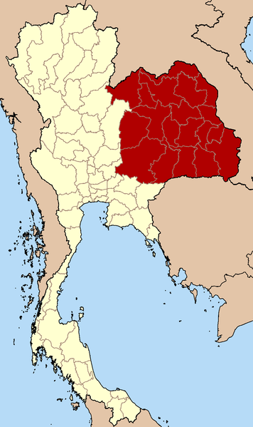 Lage des Isaan im Nordosten Thailands